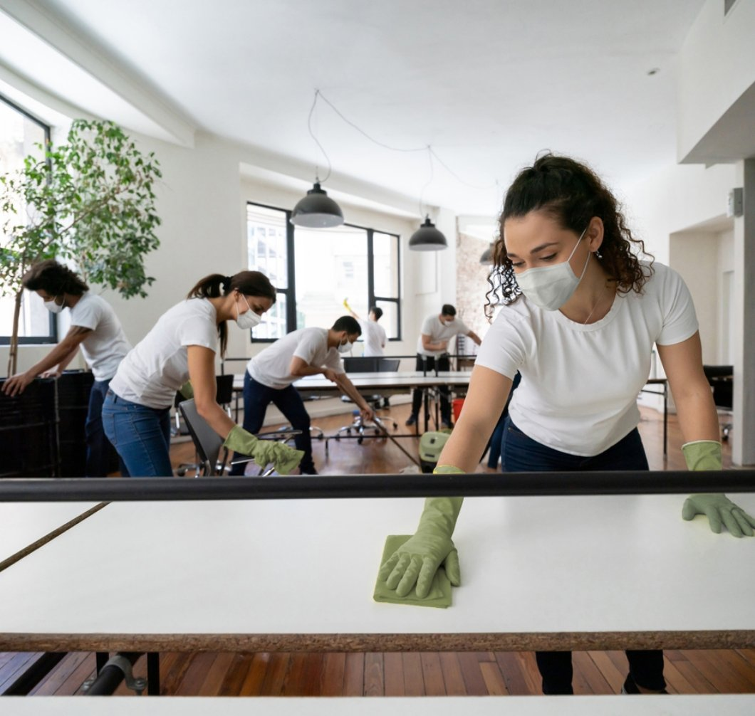 Équipe de nettoyage donnant un nettoyage en profondeur dans une maison de Casablanca